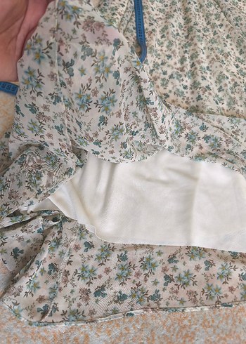 Beyaz Çiçekli Bohem Uzun Kollu Elbise - Görsel 9