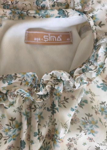 Beyaz Çiçekli Bohem Uzun Kollu Elbise - Görsel 6