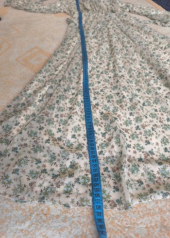 Beyaz Çiçekli Bohem Uzun Kollu Elbise - Görsel 8