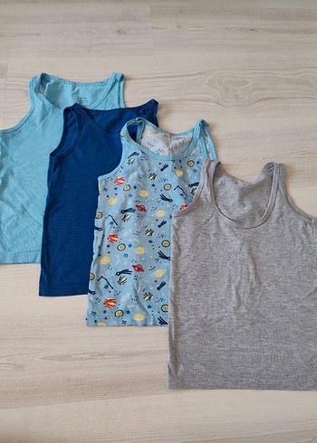 LC Waikiki Gri ve Mavi Çocuk Atletleri 4'lü Set