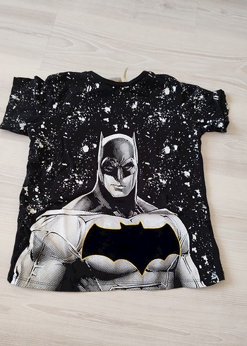 7 Yaş Beden Erkek Çocuk Siyah Batman Baskılı Tişört
