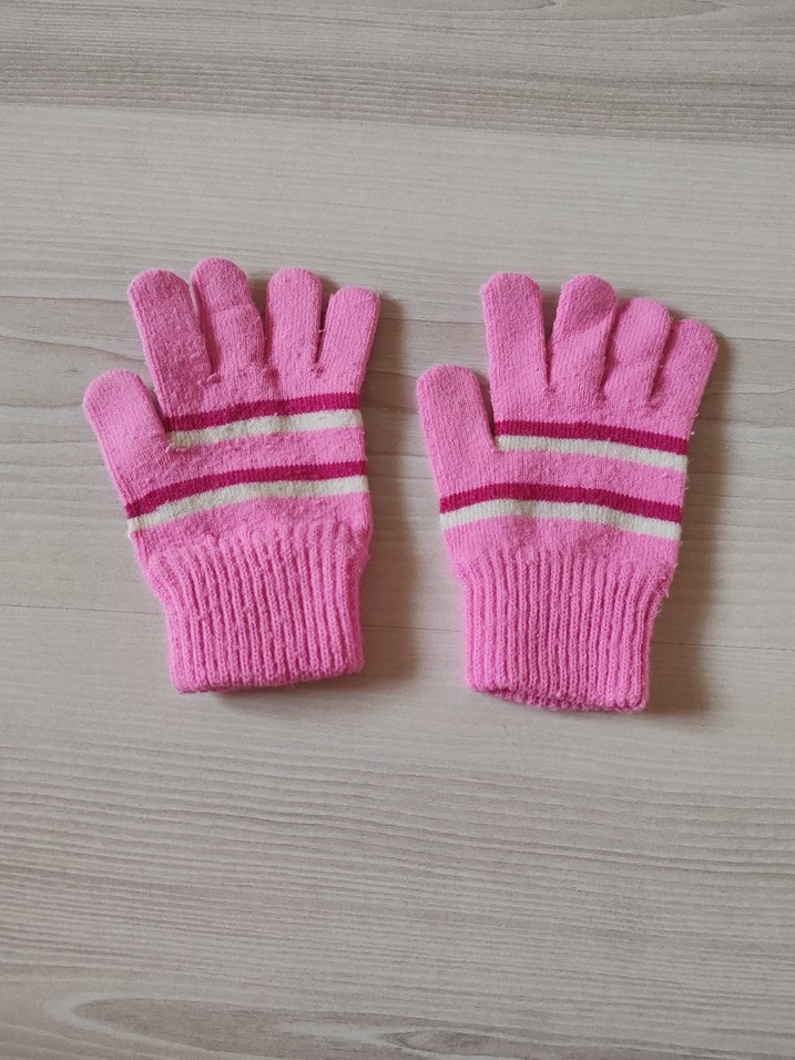 Kız Çocuk Pembe Örgü Eldiven - Görsel 3