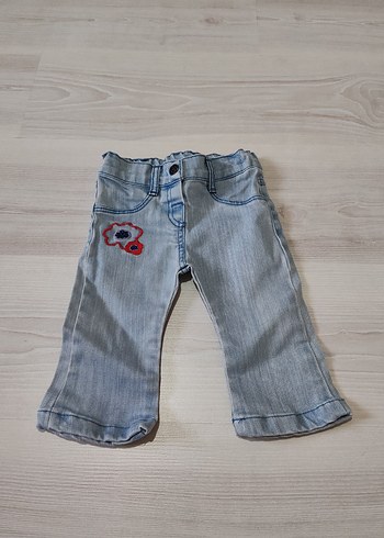 Renkli Nakışlı Mavi Kız Çocuk Kot Pantolon