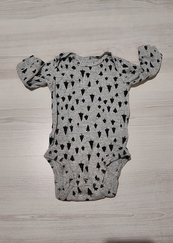 Gri Pamuklu Uzun Kollu Bebek Body - Görsel 2