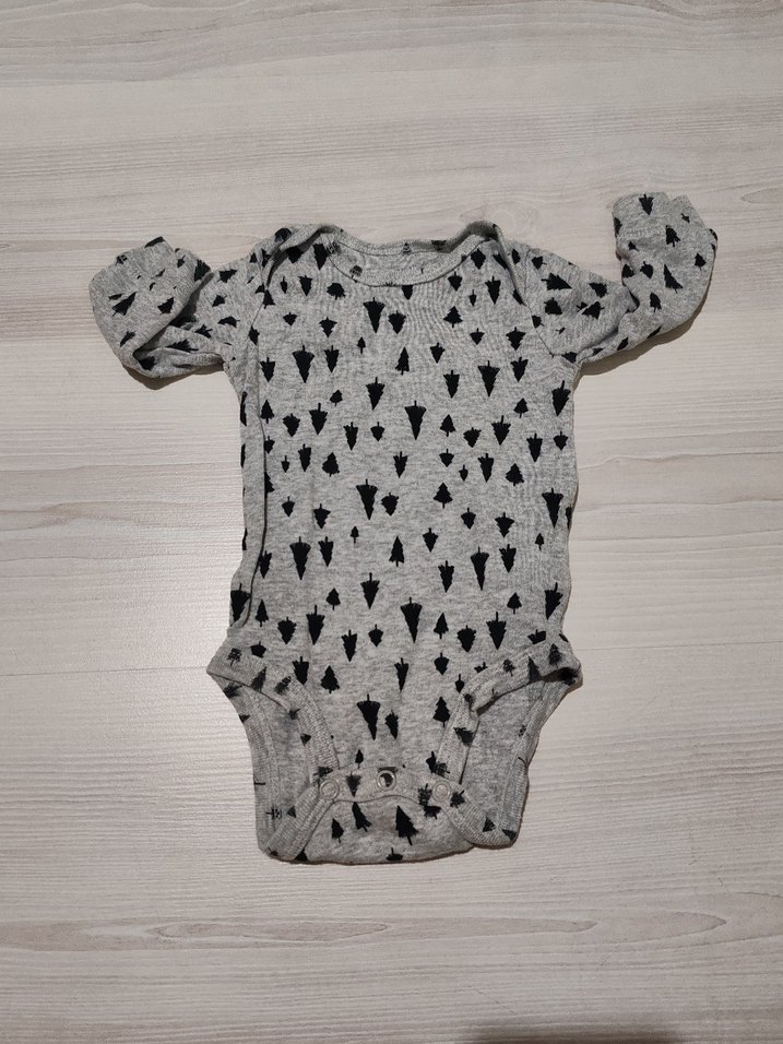 Gri Pamuklu Uzun Kollu Bebek Body - Görsel 2