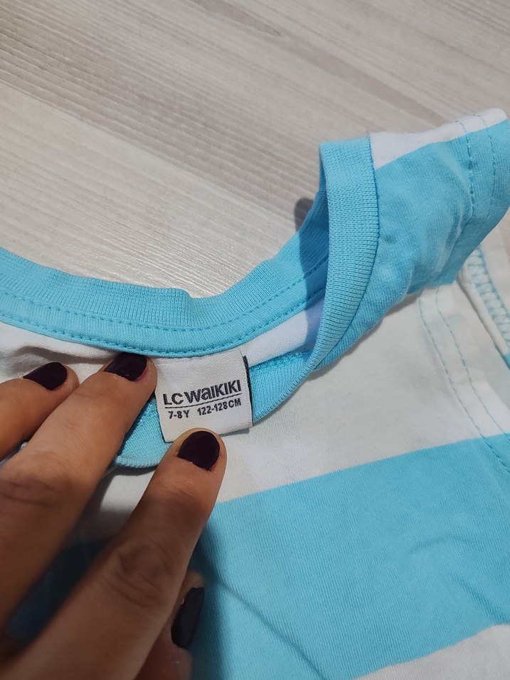 Mavi Beyaz Çizgili Çocuk Atlet - Görsel 3