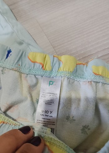 9 Yaş Beden mavi Renk Mavi Baskılı Kısa Kollu Pijama Takımı
