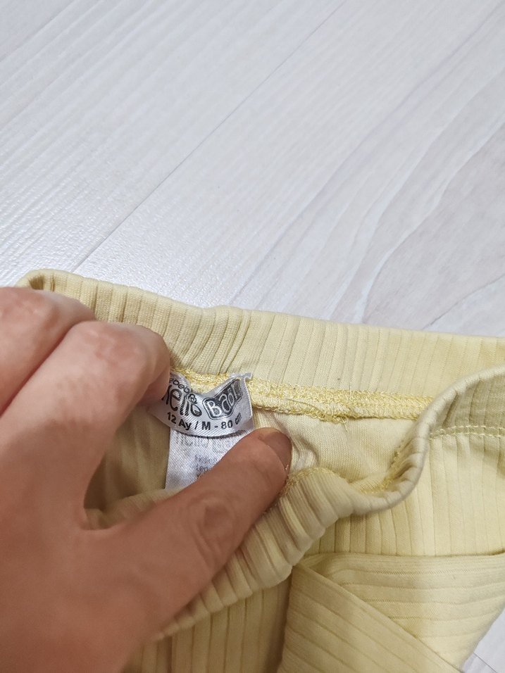 Kız Çocuk Bej Pliseli Keten Tayt - Görsel 4