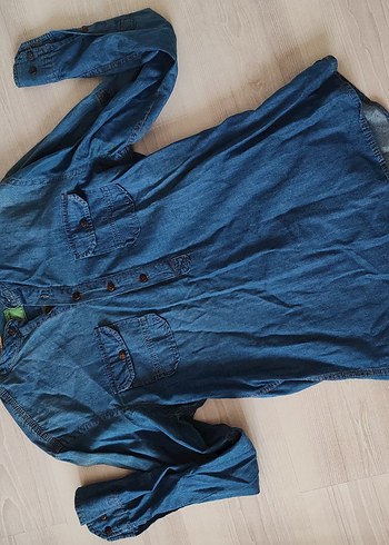 Düğmeli Uzun Kollu Denim Gömlek - Görsel 2