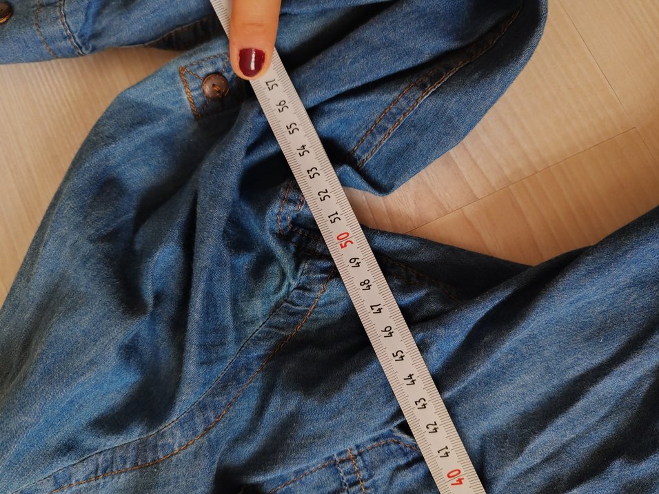 Düğmeli Uzun Kollu Denim  Gömlek - Görsel 5