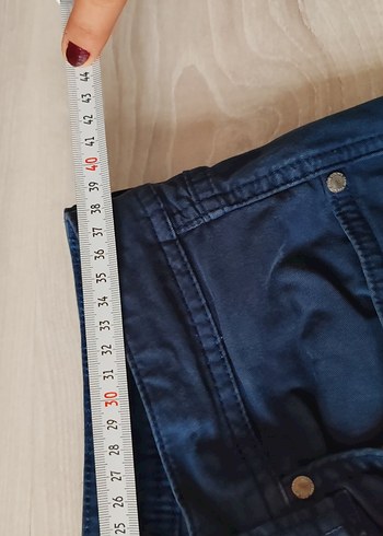 Erkek Lacivert Düğmeli Denim Pantolon - Görsel 8