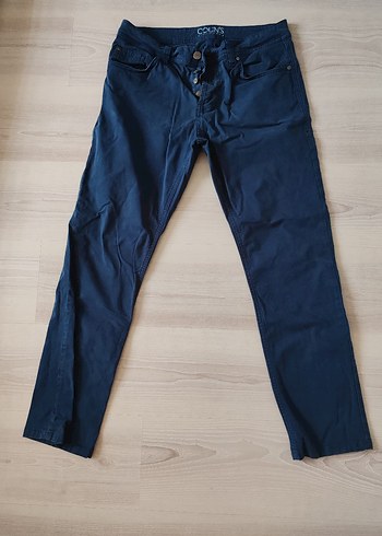 Erkek Lacivert Düğmeli Denim Pantolon - Görsel 2