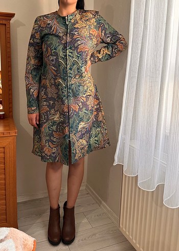 Bohem Desenli Uzun Kadın Kaban - Görsel 3