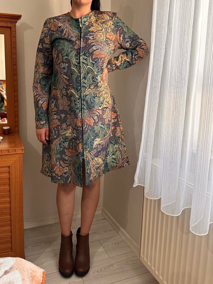 Bohem Desenli Uzun Kadın Kaban - Görsel 3