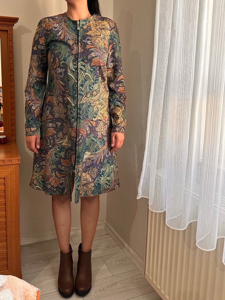 Bohem Desenli Uzun Kadın Kaban - Görsel 2