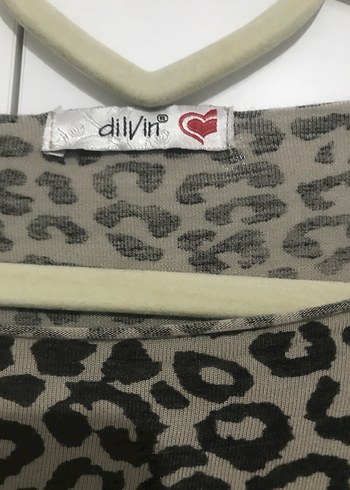 universal Beden Leopar Desenli Gri Kadın Triko Sweatshirt