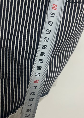 Kadın Gri Çizgili Mini Denim Kısa Tulum - Görsel 4