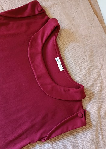 44 Beden bordo Renk Bordo Baskılı Salaş Tunik elbise