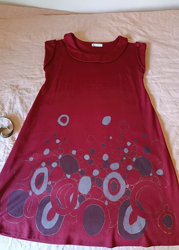 Bordo Baskılı Salaş Tunik elbise