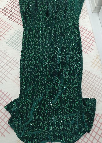 Yeşil Parlak İşlemeli Uzun Abiye Elbise - Görsel 8