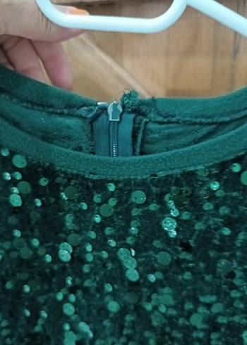 Yeşil Parlak İşlemeli Uzun Abiye Elbise - Görsel 6