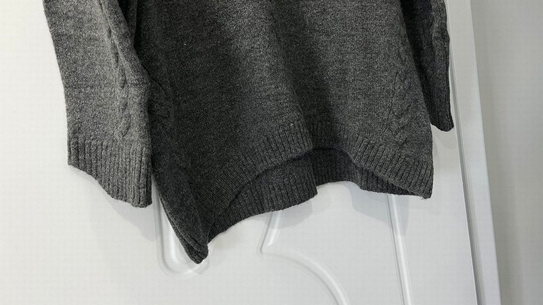 Kadın Gri  Yün Kazak - Görsel 2