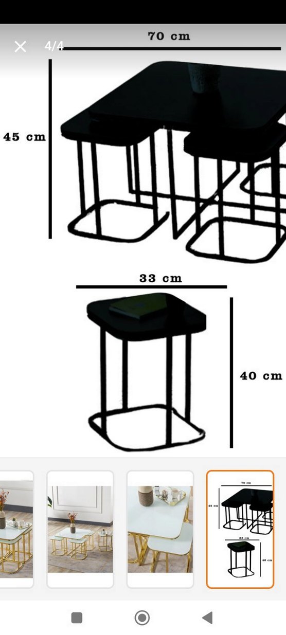 5 lı orta sehpa cam metal gold - Görsel 4