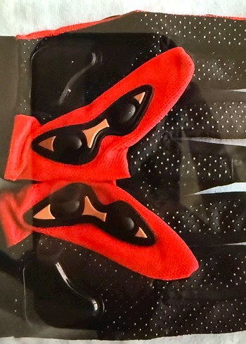 Kırmızı Desenli Biker Erkek Eldiveni - Görsel 2