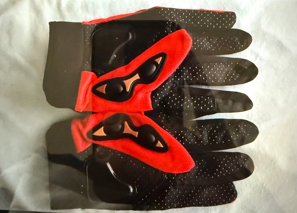 Kırmızı Desenli Biker Erkek Eldiveni - Görsel 2