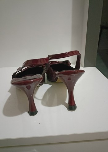 39 Beden bordo Renk Bordo Fiyonklu Stiletto Topuklu Kadın Ayakkabı