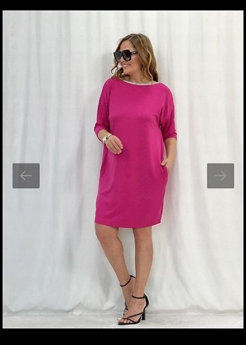 Pembe Midi Kadın Rahat Elbise