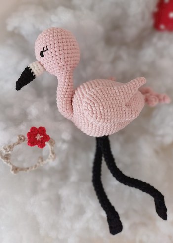 Pembe Amigurumi Flamingo Peluş Oyuncak - Görsel 3