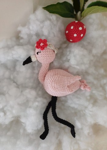 Pembe Amigurumi Flamingo Peluş Oyuncak - Görsel 5