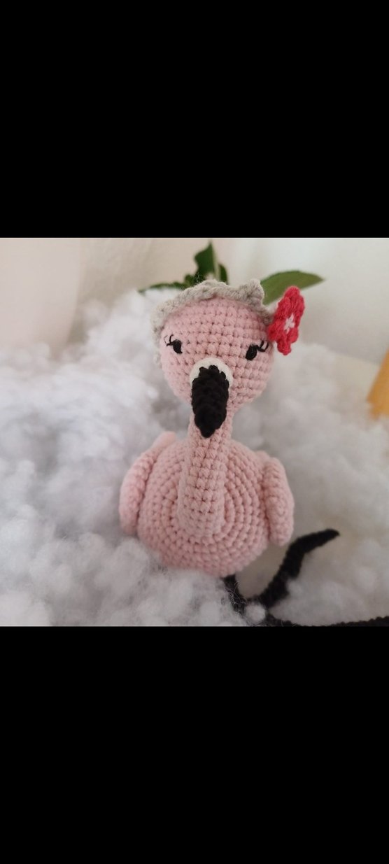 Pembe Amigurumi Flamingo Peluş Oyuncak - Görsel 2