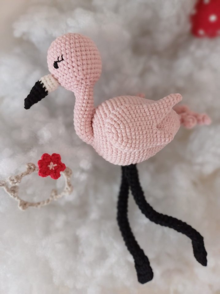 Pembe Amigurumi Flamingo Peluş Oyuncak - Görsel 3