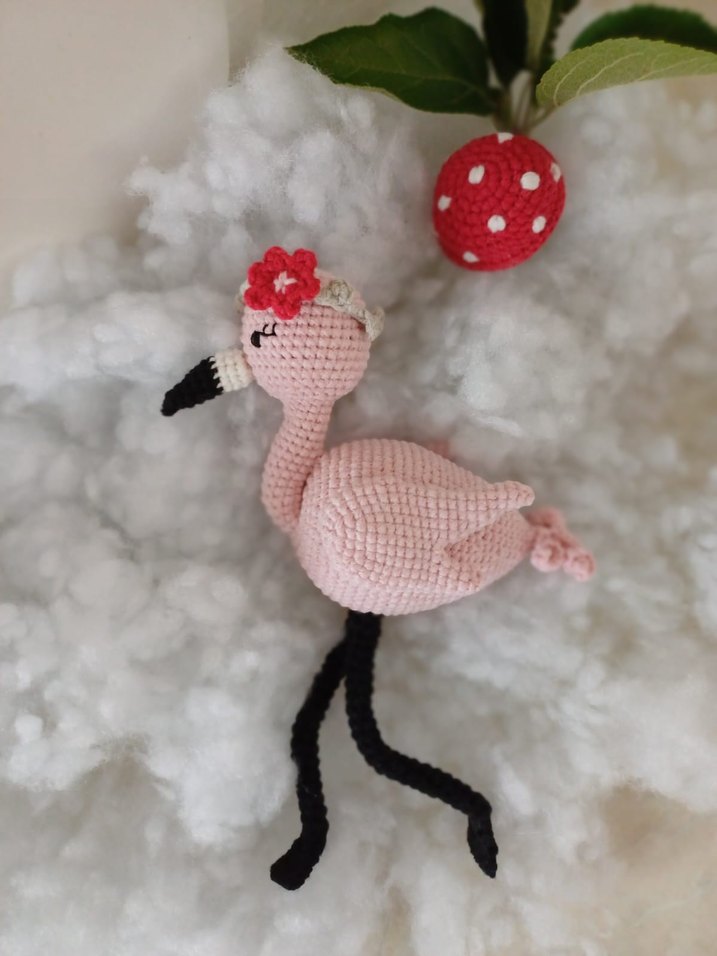 Pembe Amigurumi Flamingo Peluş Oyuncak - Görsel 5