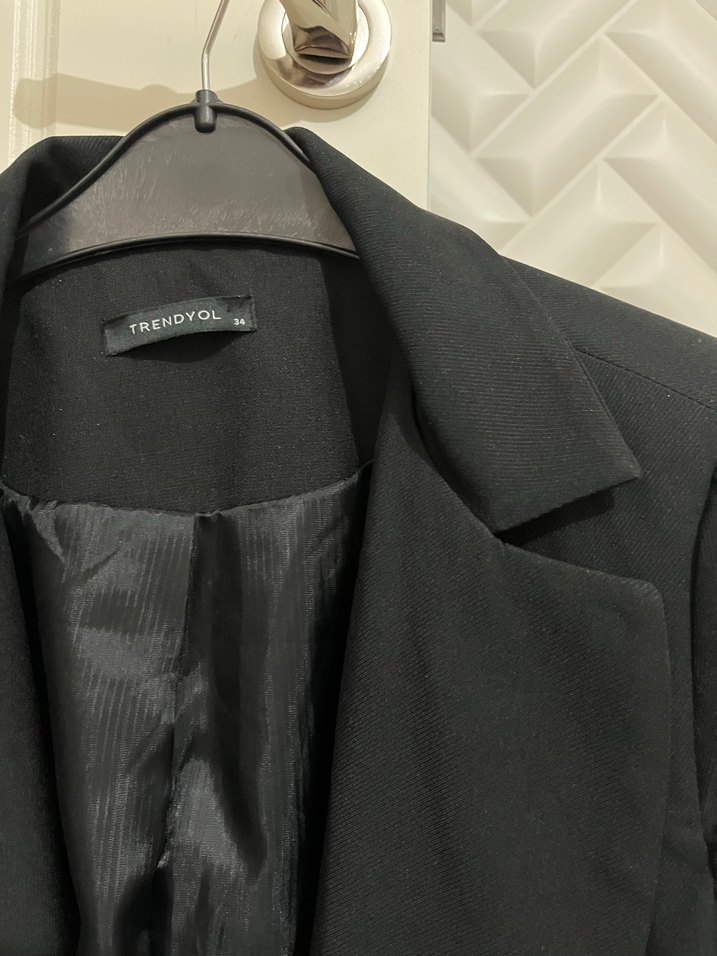 Düğmeli Siyah Kadın Blazer Ceket - Görsel 2