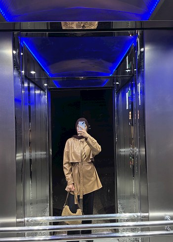 Manuka Bej Deri Ceket Trençkot - Görsel 3