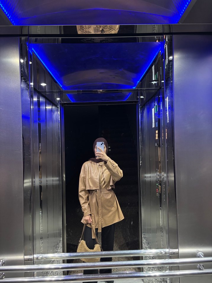 Manuka Bej Deri Ceket Trençkot - Görsel 3