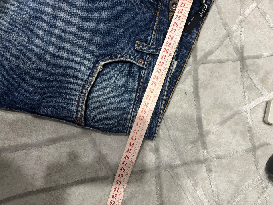 Kadın Mavi Yırtık Bol Kesim Denim Pantolon - Görsel 5