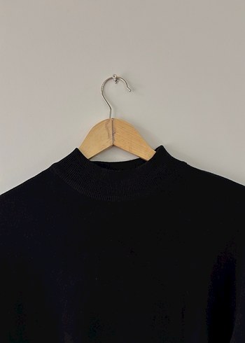 Siyah Yüksek Yaka Kadın Sweatshirt - Görsel 3