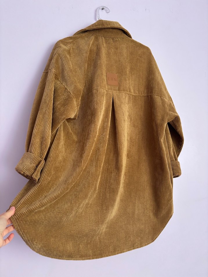 Kadın Kahverengi Süet Kadife Uzun Gömlek - Görsel 2