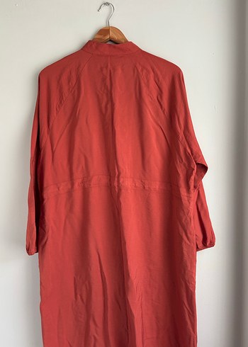 Kiremit Uzun Keten Ceket - Görsel 4