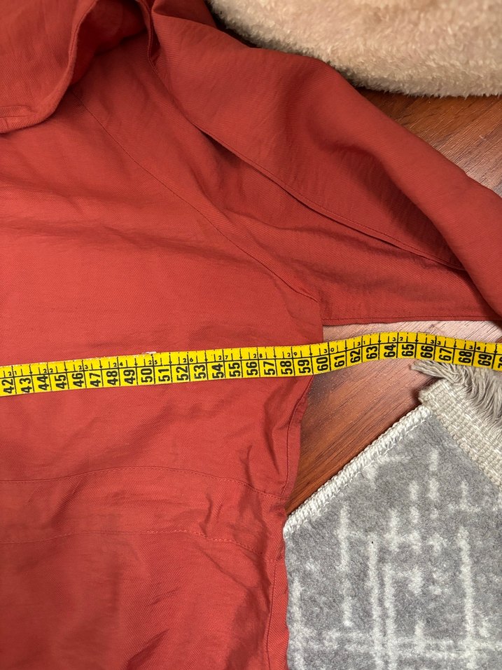 Kiremit  Uzun  Keten Ceket - Görsel 5