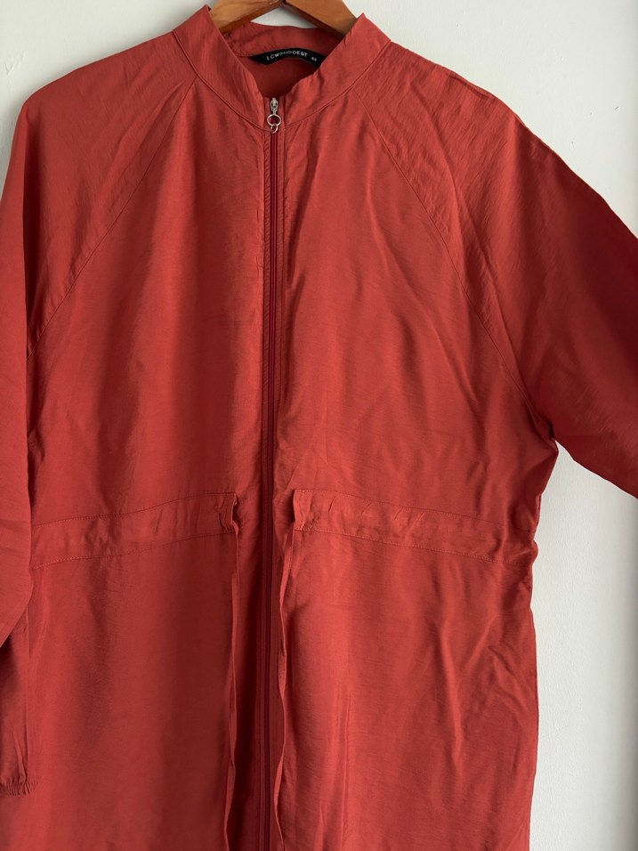 Kiremit  Uzun  Keten Ceket - Görsel 2