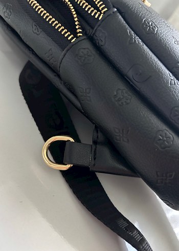 Kadın Siyah Deri Baskılı Çapraz Çanta - Görsel 3