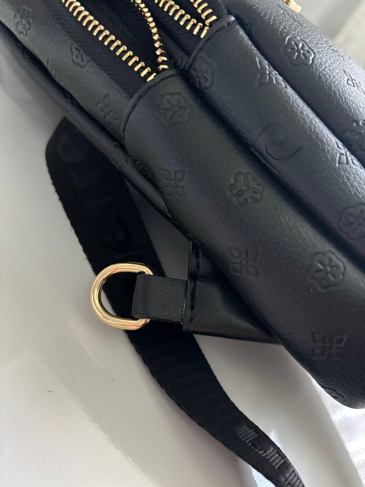 Kadın Siyah Deri Baskılı Çapraz Çanta - Görsel 3