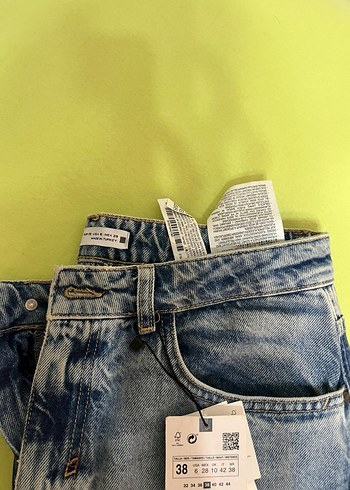 Zara Zara Bağlama Desenli Mavi Gri Kadın Jean