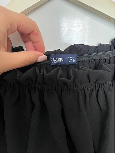 l Beden Siyah crop şifon bluz