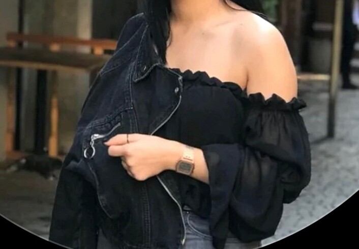 l Beden siyah Renk Siyah crop şifon bluz